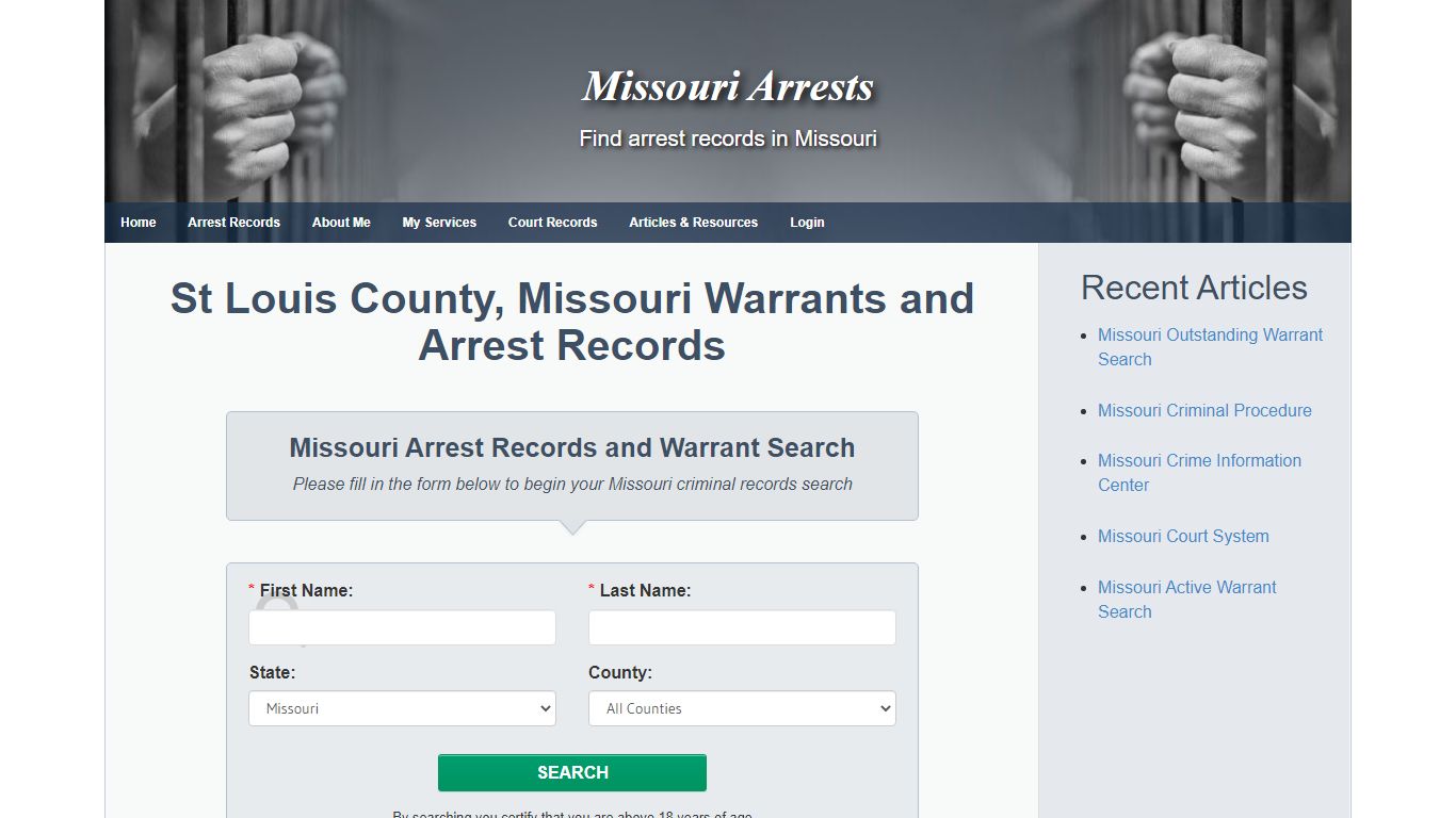 St Louis County, Missouri Warrants and Arrest Records